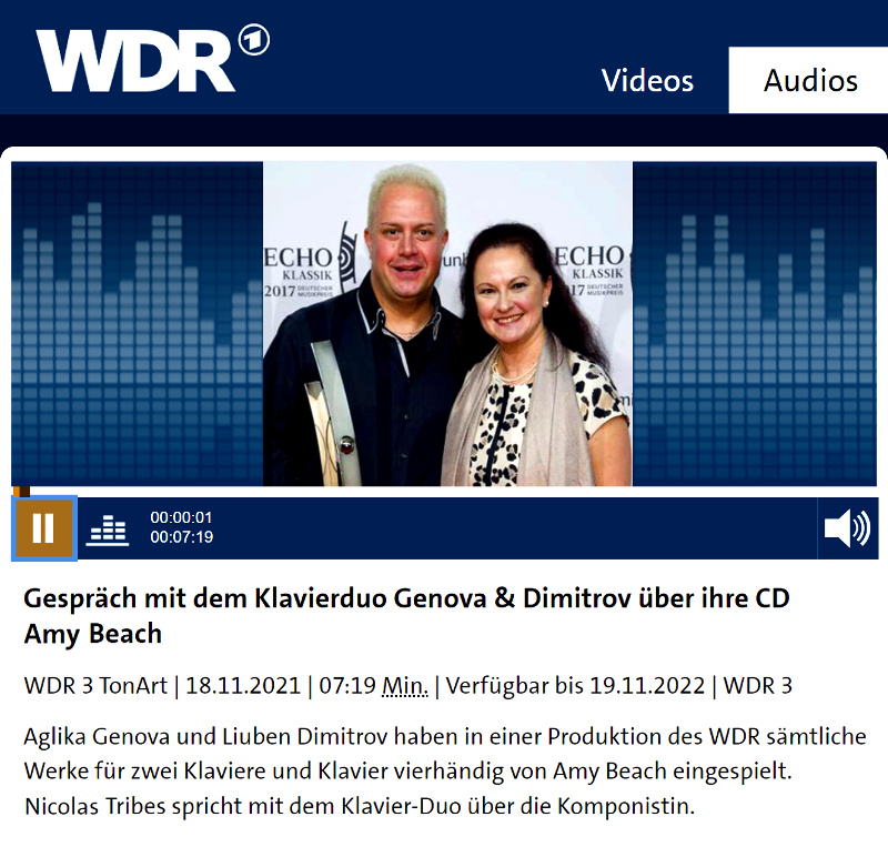 #AmyBeachComplete bei der WDR3 TonArt-Sendung
